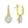 Auriya Round 1 Carat Tw Halo Dangle Diamond Earrings 14K Gold