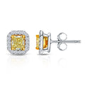 Auriya 14K Gold 1Ct Tdw Yellow Cushion Cut Diamond Earrings F G Vs1 Vs2