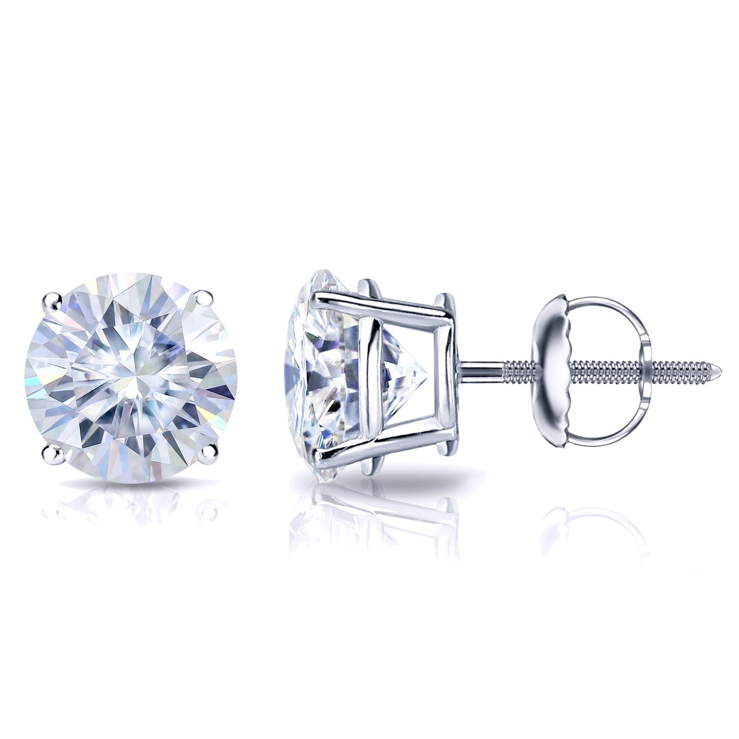 14K Gold 1Ct Tgw Round Moissanite Stud Earrings By Auriya 1.00Ct