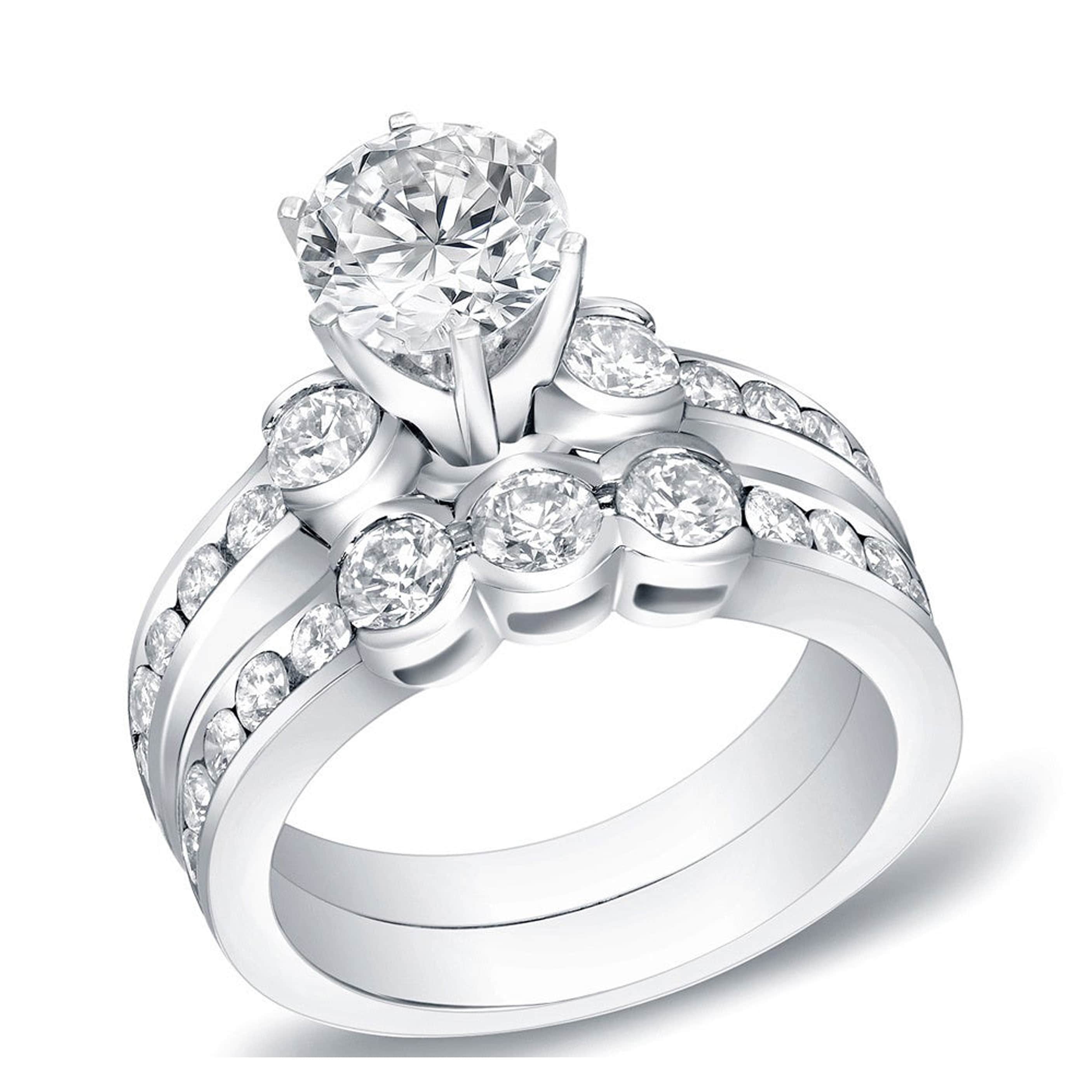 14K Gold 2 1 2Ct Tdw Round 3 Stone Diamond Engagement Ring Set By Auriya