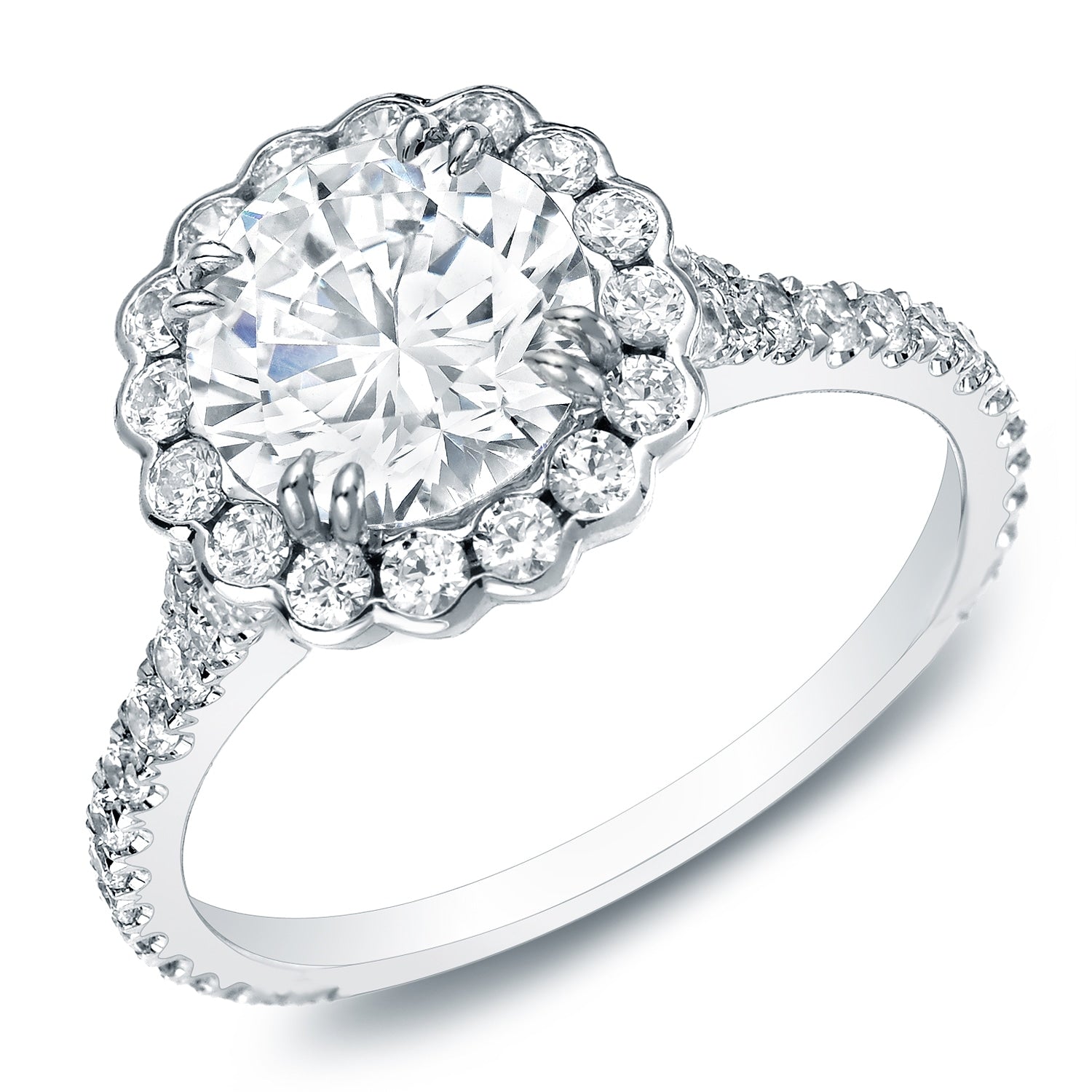 Auriya 2 1 3Ct Tdw Round Diamond Halo Engagement Ring 14K Gold Certified