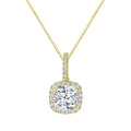 Auriya 14K Gold 2 1 4Ct Tdw Certified Cushion Cut Halo Diamond Necklace H I Si1 Si2