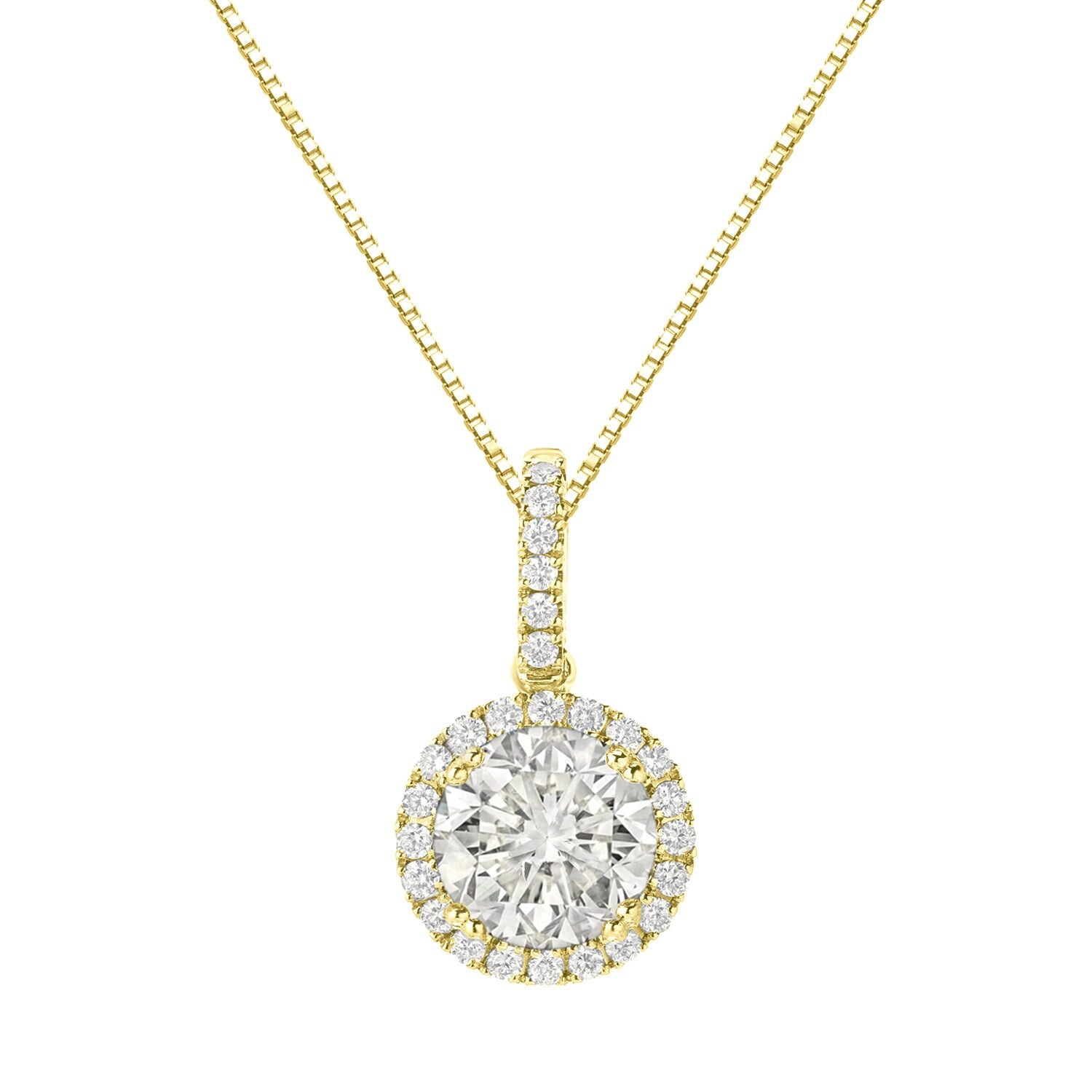 Auriya 14K Gold 2 1 4Ct Tdw Round Halo Diamond Necklace J K Si2 Si3