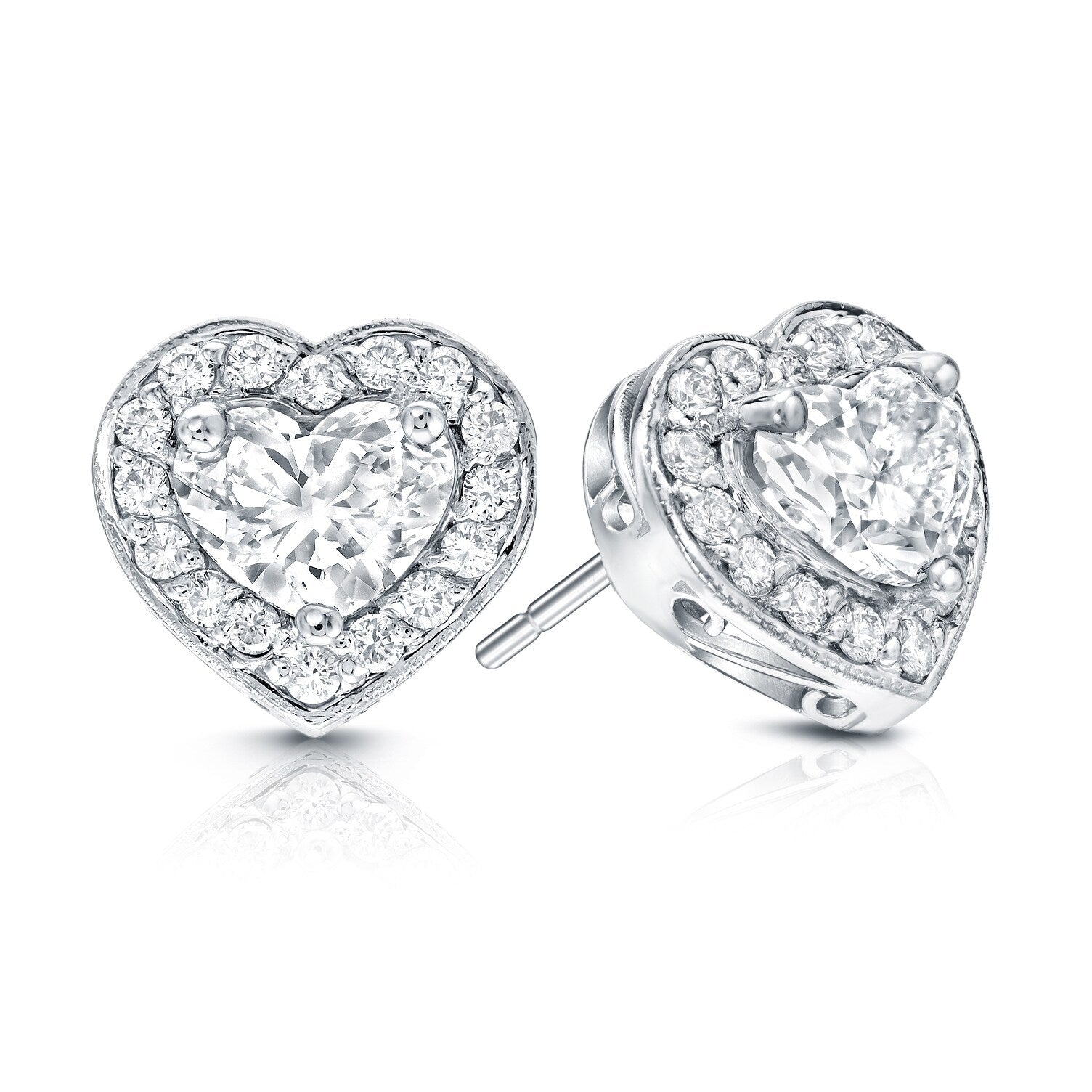 Auriya 14K Gold 2 1 8Ct Tdw Diamond Heart Earrings E F Vs1 Vs2