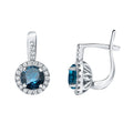 14K Gold Round 2 2 5Ct Tdw Blue Diamond Halo Dangle Earrings By Auriya