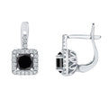 Auriya 14K Gold 2 2 5Ctw Princess Cut Black Diamond Halo Dangle Earrings