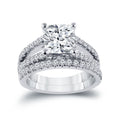 Auriya 14K Gold 2 3 4Ct Tdw Certified Cushion Cut Split Shank Diamond Engagement Ring Set