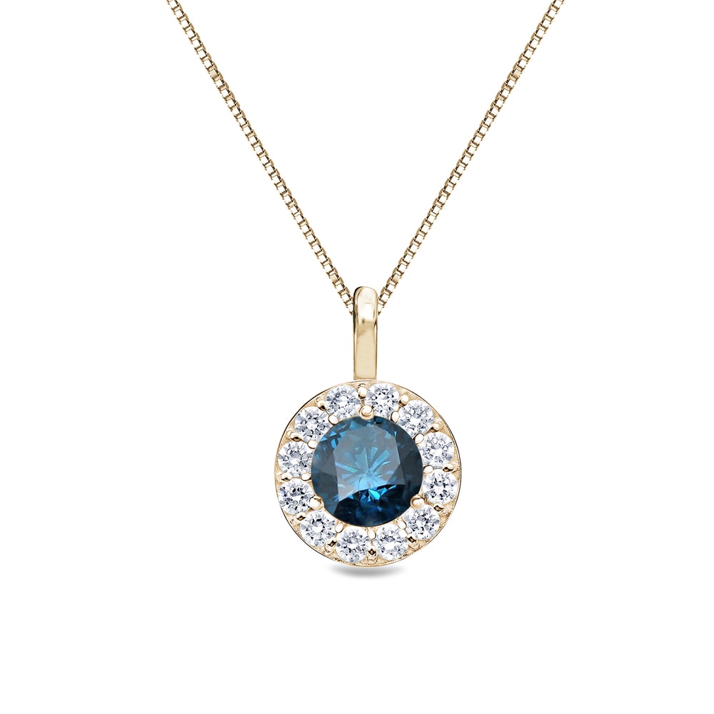 Auriya 14K Gold 2 5Ct Tdw Halo Blue Diamond Necklace