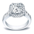 Auriya Modern 2 Carat Tw Cushion Cut Diamond Halo Engagement Ring 14K Gold Certified
