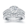 Auriya Modern 2 Carat Tdw Round Diamond Halo Insert Engagement Ring Set 14K Gold