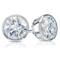 Auriya Round 2 Carat Tgw Solitaire Bezel Set Moissanite Stud Earrings 14K Gold