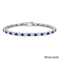 Auriya 3 1 2Ct Round Blue Sapphire And 3 1 2Ctw Diamond Tennis Bracelet 14K Gold