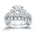 14K Gold 3 1 2Ct Tdw Certified Diamond Engagement Ring Set By Auriya