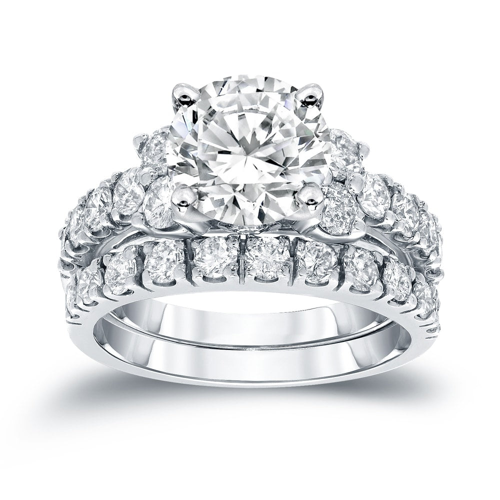 14K Gold 3 1 2Ct Tdw Certified Diamond Engagement Ring Set By Auriya