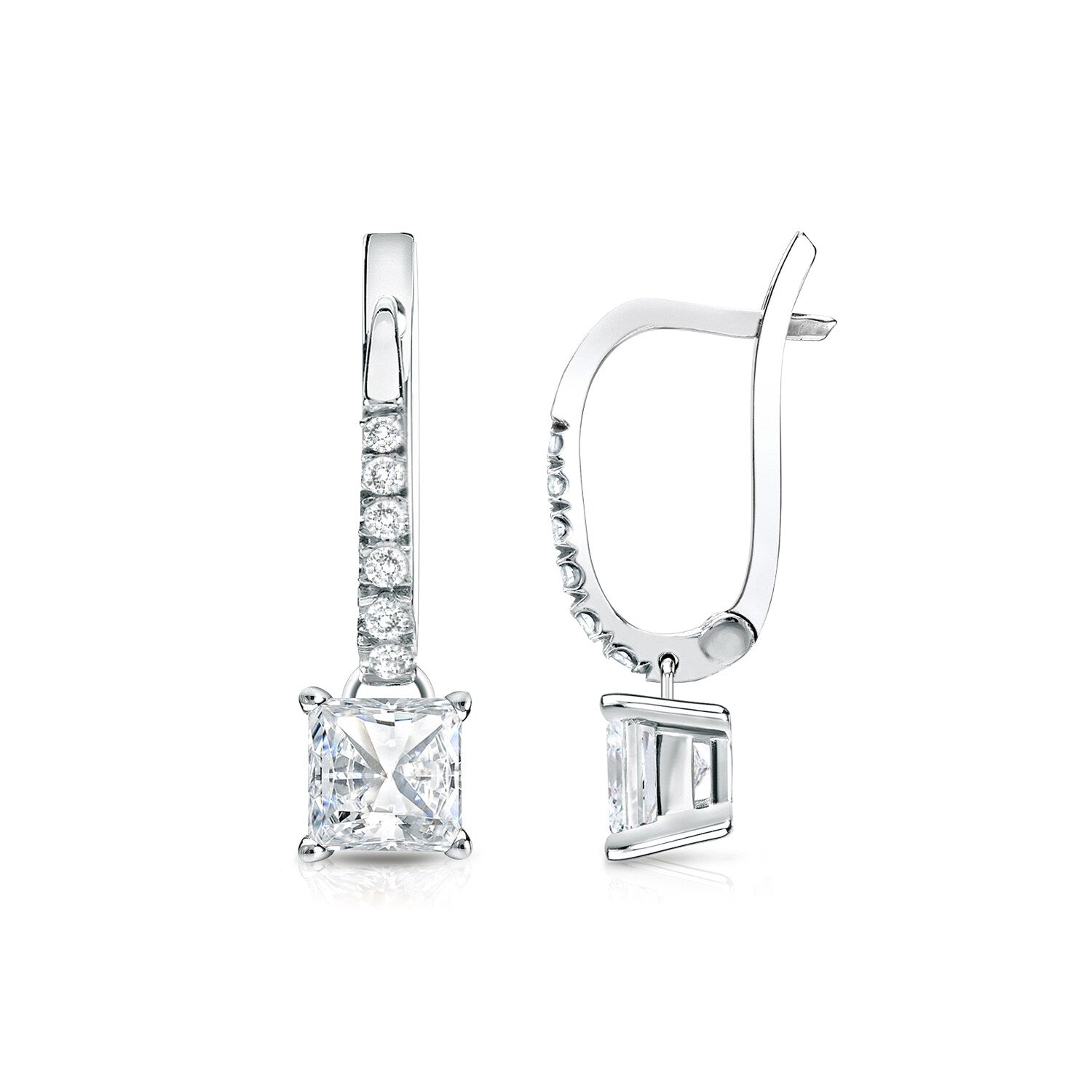 14K Gold 3 4Ct Tdw Princess Cut Diamond Dangle Earrings By Auriya H I Si1 Si2