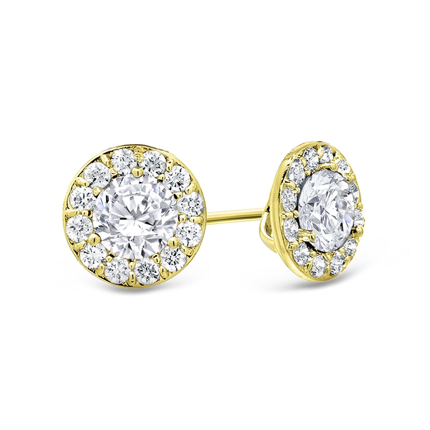 Auriya 14K Gold 3 4Ctw Round Halo Diamond Stud Earrings
