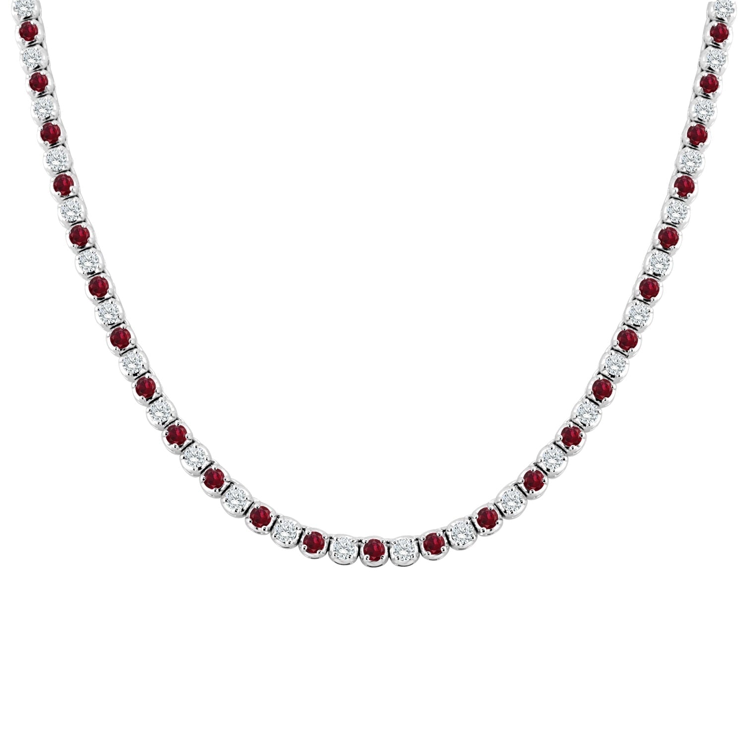 Auriya 14K Gold 4 1 2Ct Ruby And 4 1 2Ct Tw Diamond Tennis Necklace