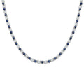 Auriya 4 1 2Ct Blue Sapphire Gemstone And 4 1 2Ctw Diamond Tennis Necklace 14K Gold