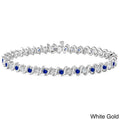 Auriya 5Ct Blue Sapphire And 5Ctw S Link Diamond Tennis Bracelet 14K Gold