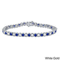 Auriya 5Ct Blue Sapphire And 5Cttw Diamond Tennis Bracelet 14K Gold
