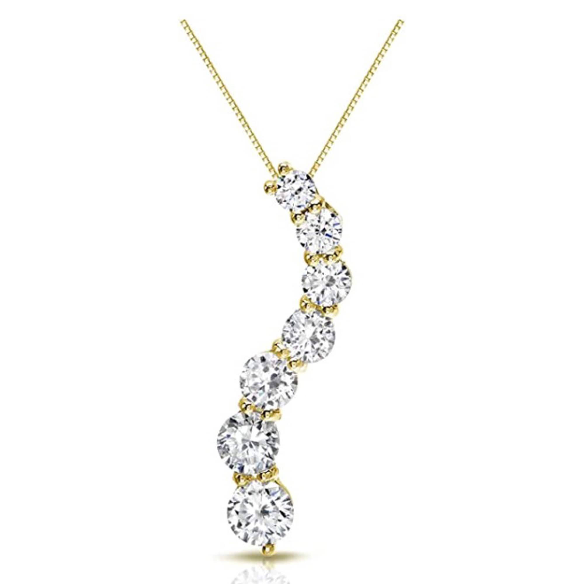 Auriya Curved 7 Stone Diamond Journey Necklace 1Ct Tdw 14K Gold