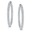 14K Gold 7Ct Tdw Diamond Pave Hoop Earrings