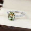 14K Gold 9 10Ct Fancy Oval Green Amethyst And 1 4Ct Tdw Diamond Engagement Ring By Auriya