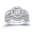 14K Gold Round 2 1 3Ct Tdw Certified Diamond Halo Engagement Ring Set By Auriya