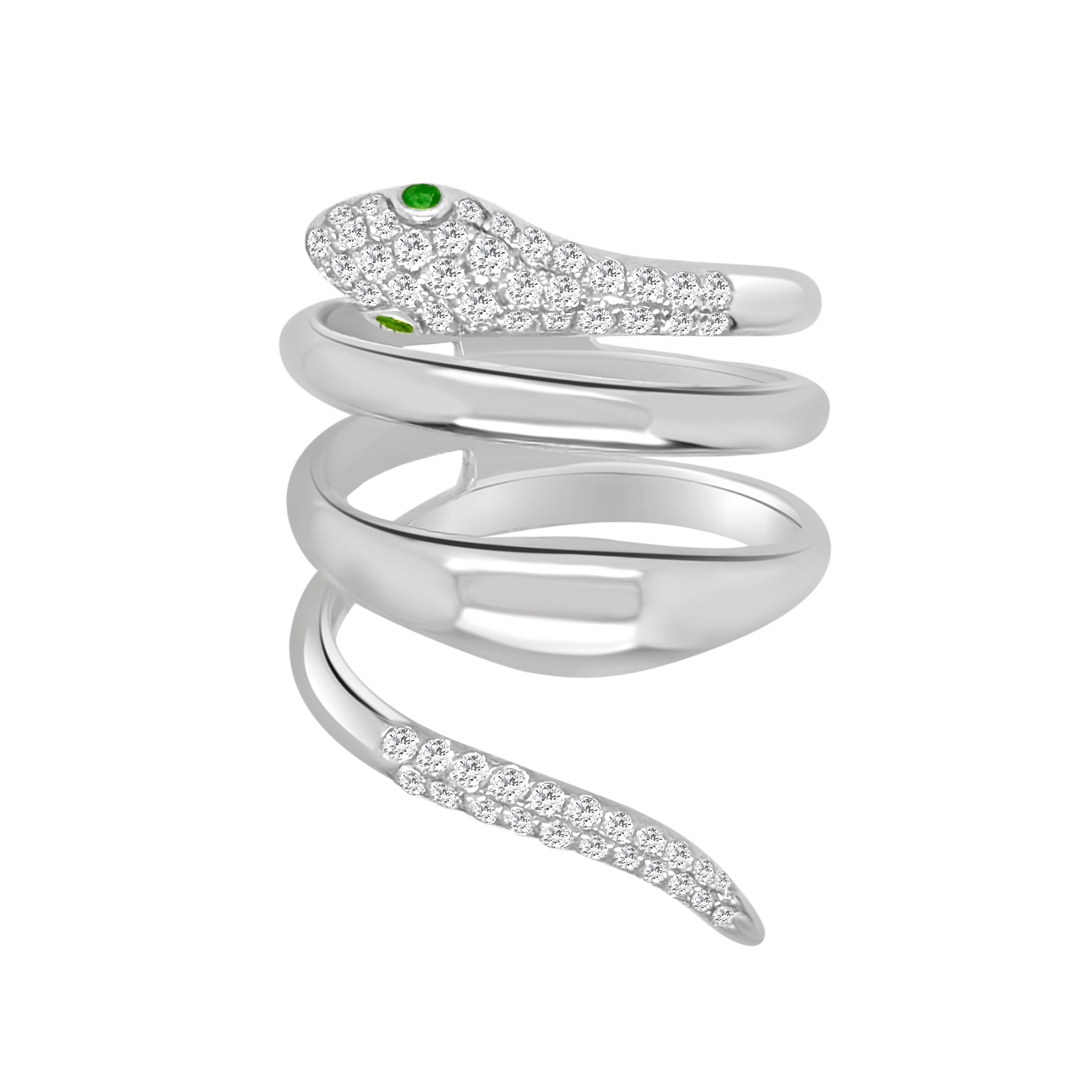 Auriya 14K Gold Diamond And Emerald Snake Wrap Ring 0.38 Ct. Tw. F G Vs