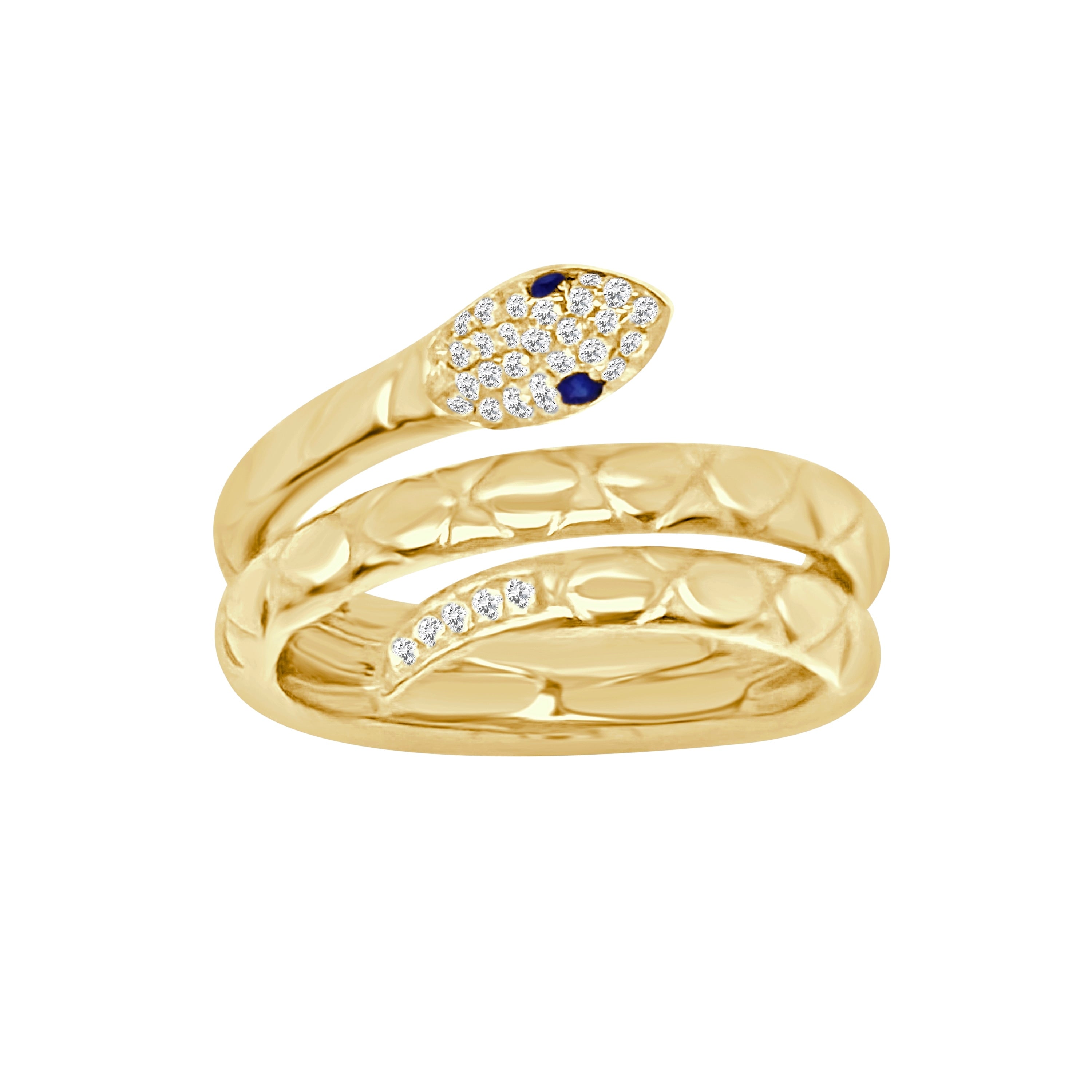 Auriya 14K Gold Diamond And Sapphire Snake Wrap Ring 0.10 Ct. Tw. F G Vs