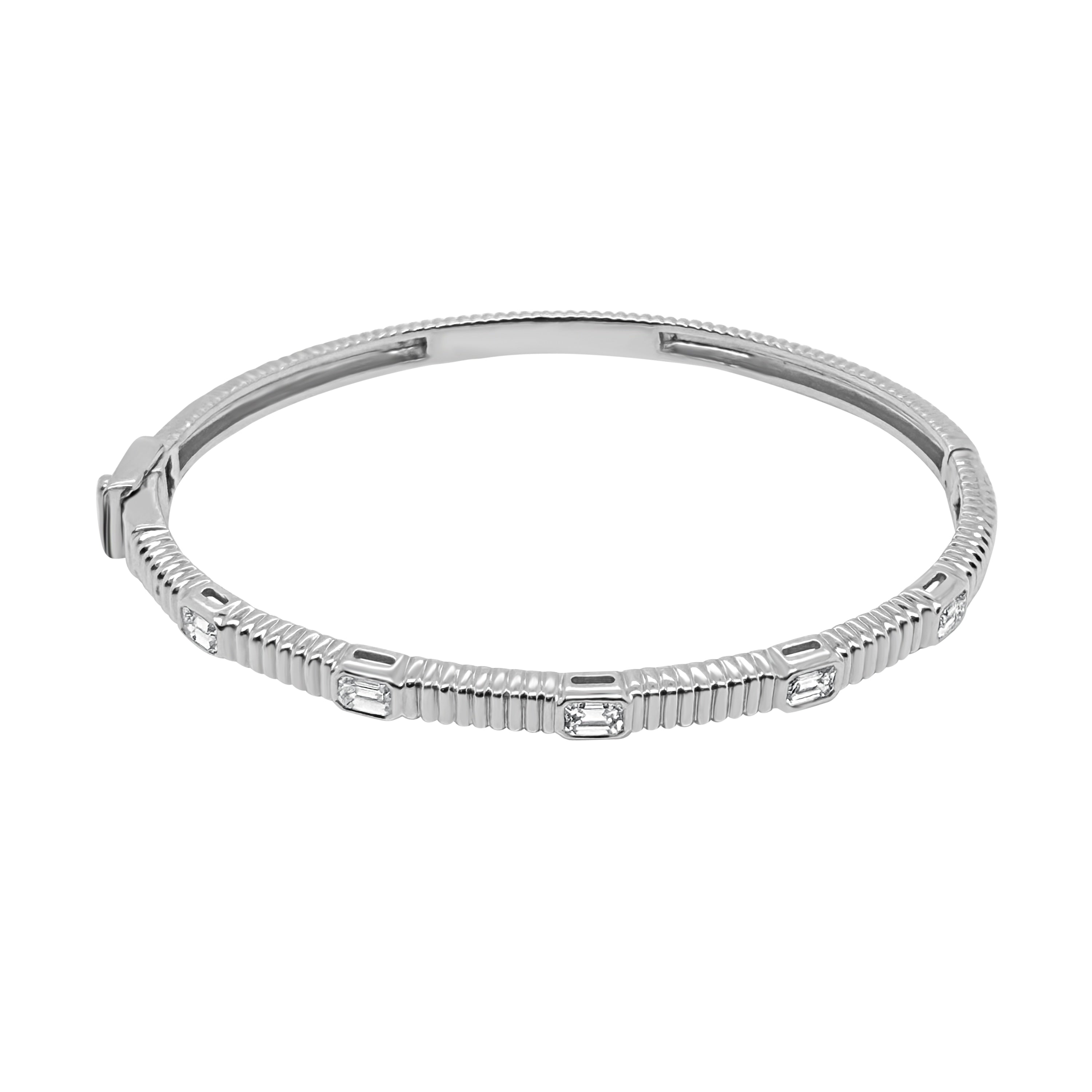 Auriya 14K Gold Lab Grown Emerald Cut Diamond Station Bangle Bracelet 0.66 Ct. Tw. F G Vs White