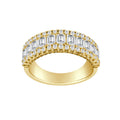 Auriya 14K Gold Lab Grown Emerald Cut And Round Diamond Wide Band Ring 2.41 Ct. Tw. F G Vs