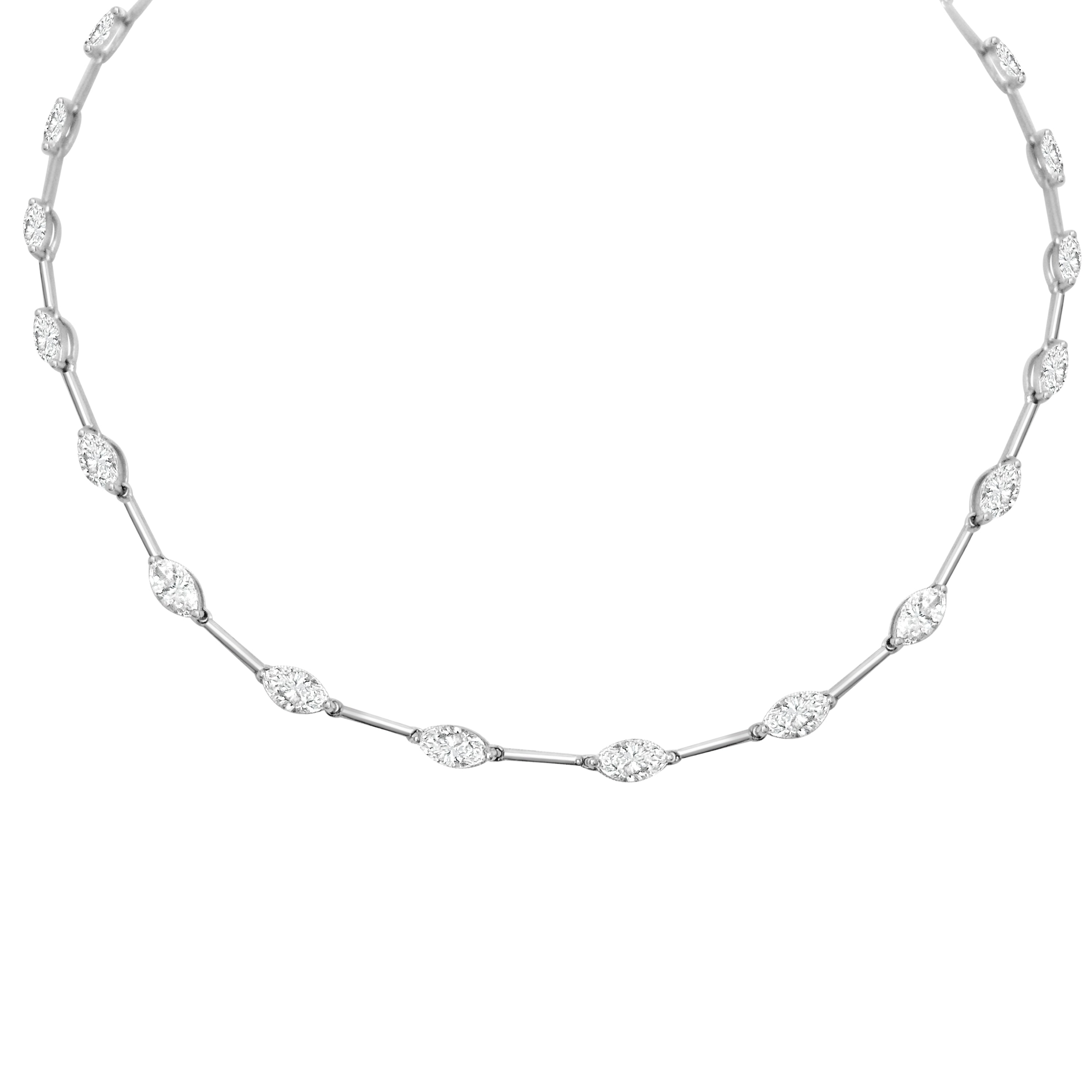 Auriya 14K Gold Lab Grown Marquise Diamond Station Necklace 8.66 Ct. Tw. F G Vs