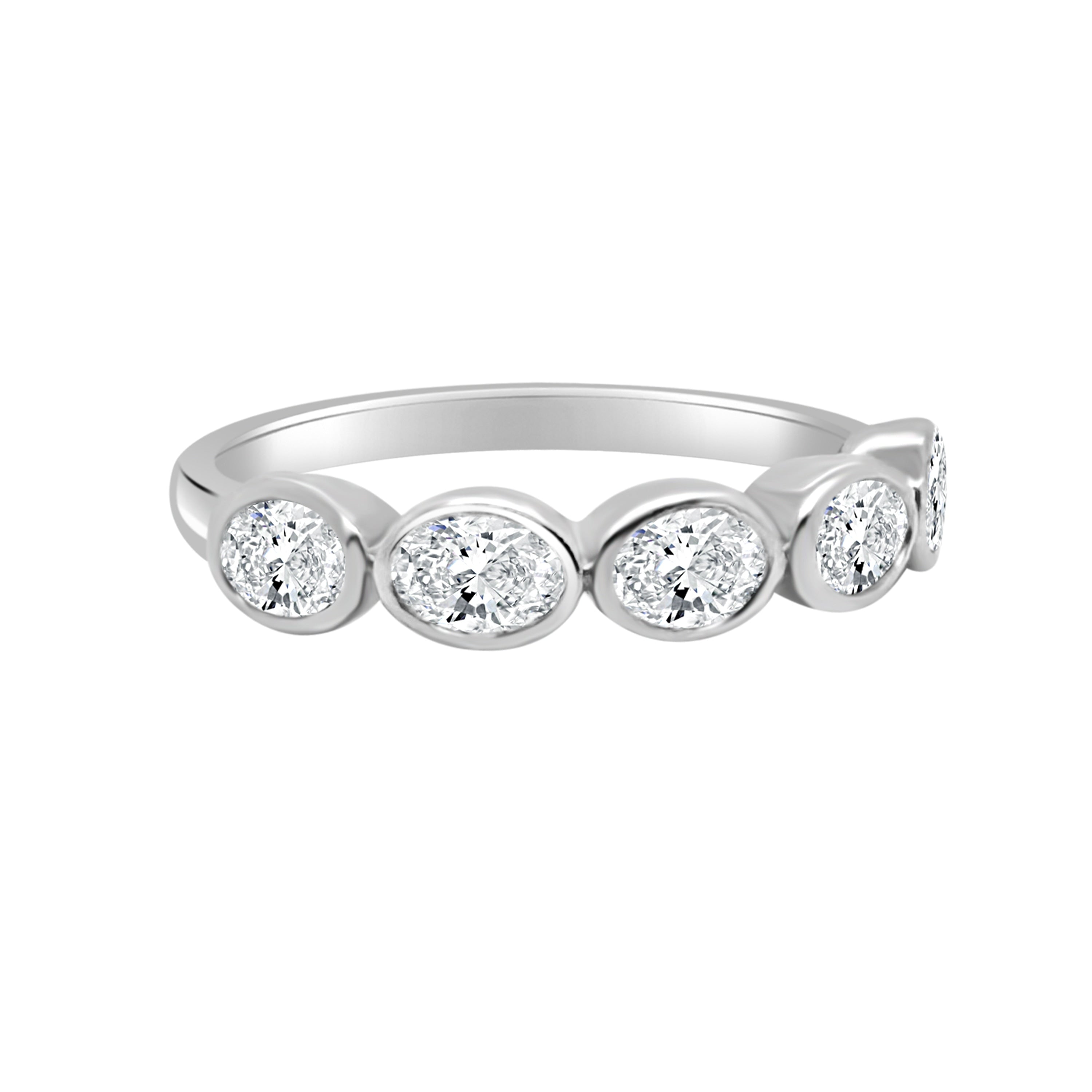 Auriya 14K Gold Lab Grown Oval Diamond Five Stone Bezel Band 1.00 Ct. Tw. F G Vs