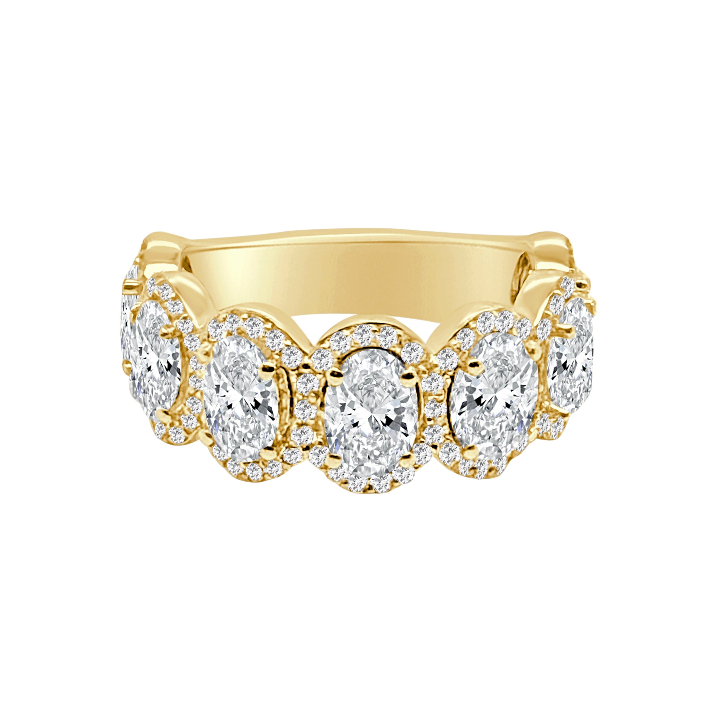 Auriya 14K Gold Lab Grown Oval Diamond Halo Eternity Band 4.26 Ct. Tw. F G Vs
