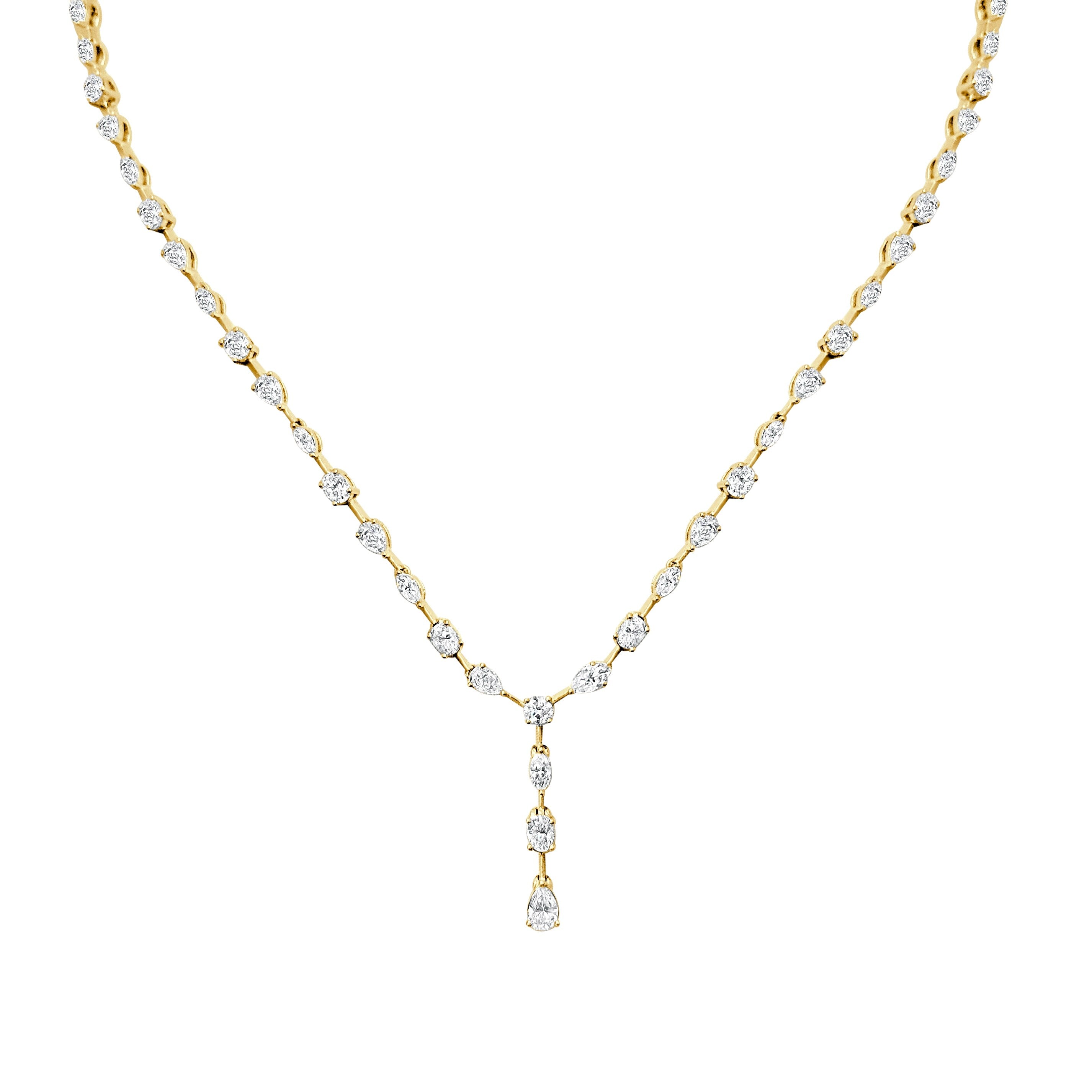 Auriya 14K Gold Lab Grown Pear And Oval Diamond Lariat Necklace 6.67 Ct. Tw. F G Vs