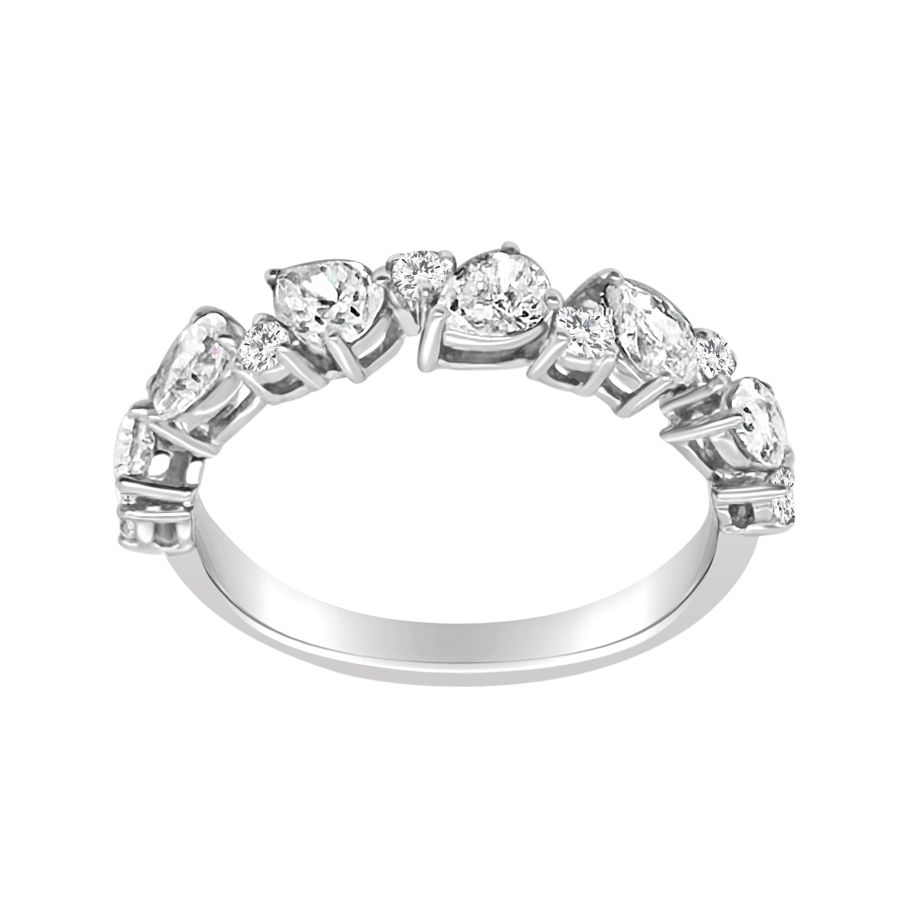 Auriya 14K Gold Lab Grown Pear And Round Diamond Scatter Band 0.96 Ct. Tw. F G Vs