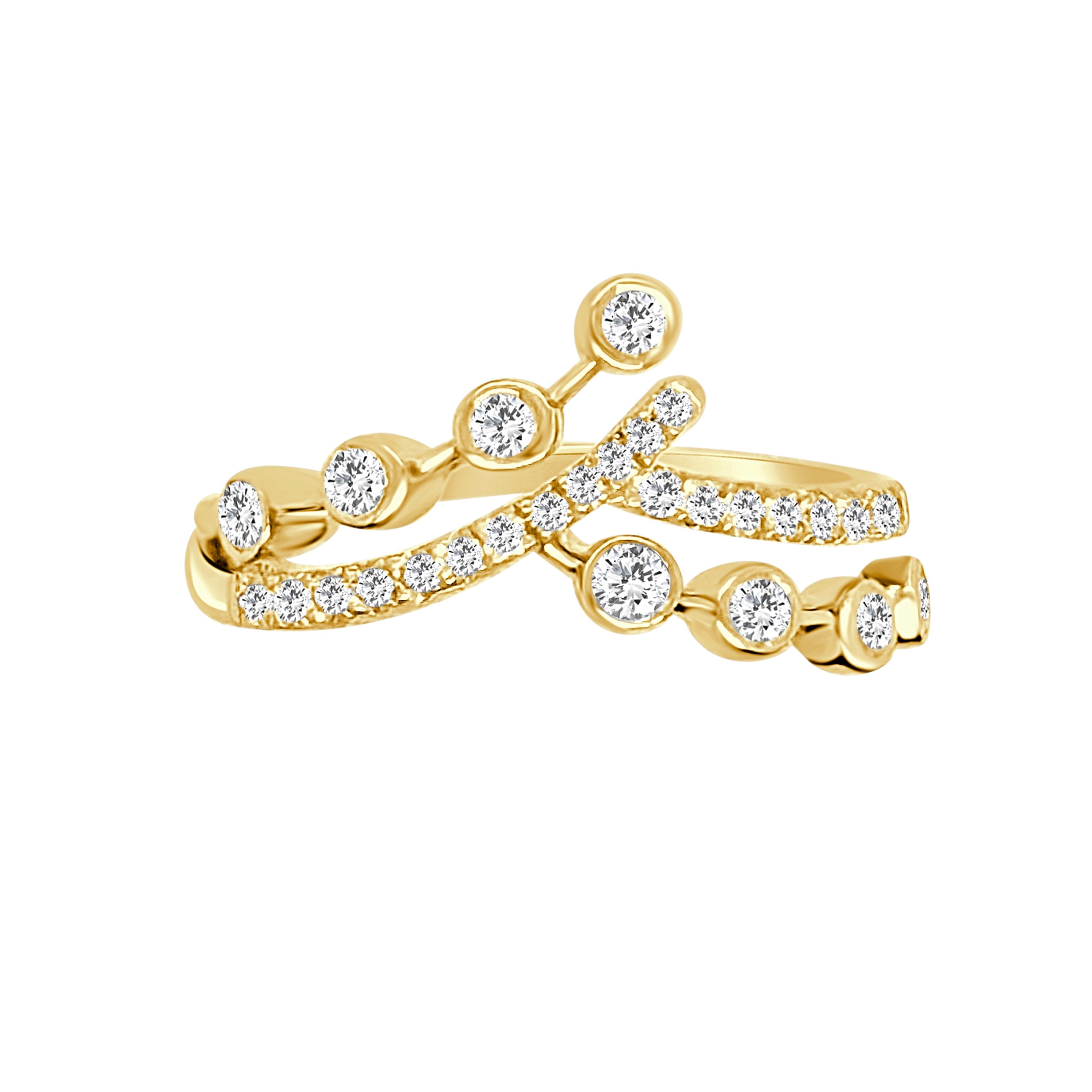 Auriya 14K Gold Lab Grown Round Diamond Bezel And Pav Crossover Ring 1.92 Ct. Tw. F G Vs