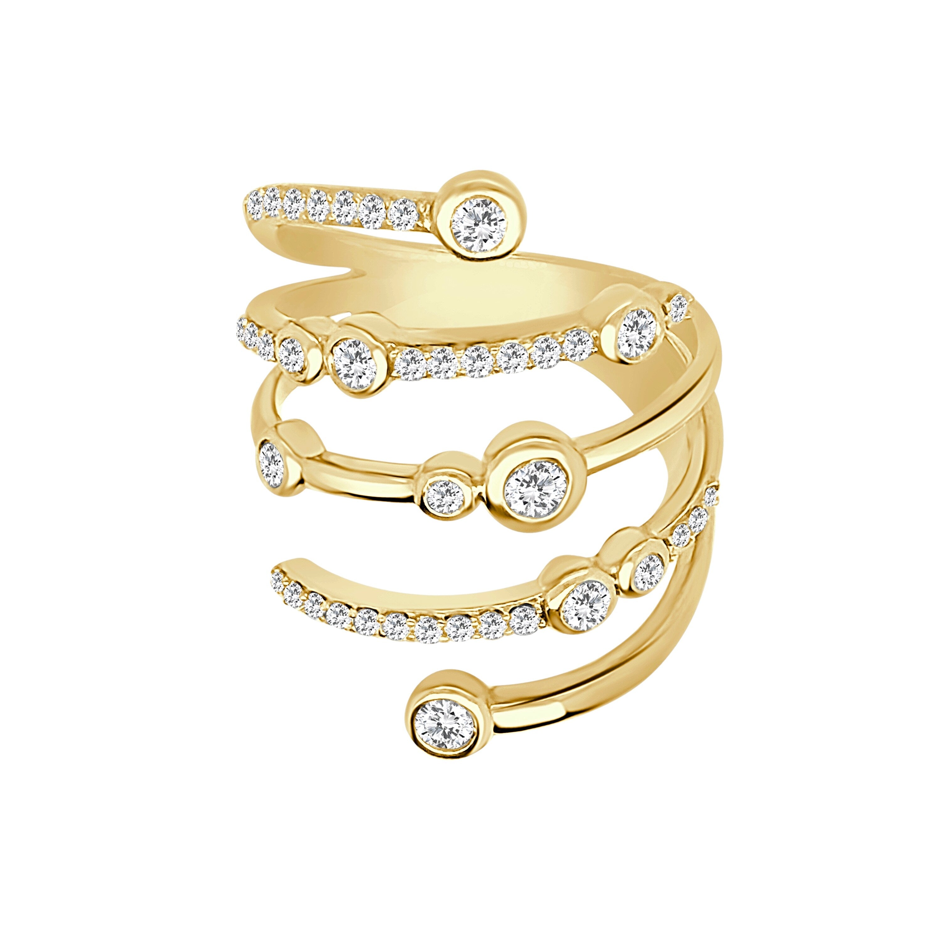 Auriya 14K Gold Lab Grown Round Diamond Bezel And Pav Spiral Wrap Ring 0.57 Ct. Tw. F G Vs
