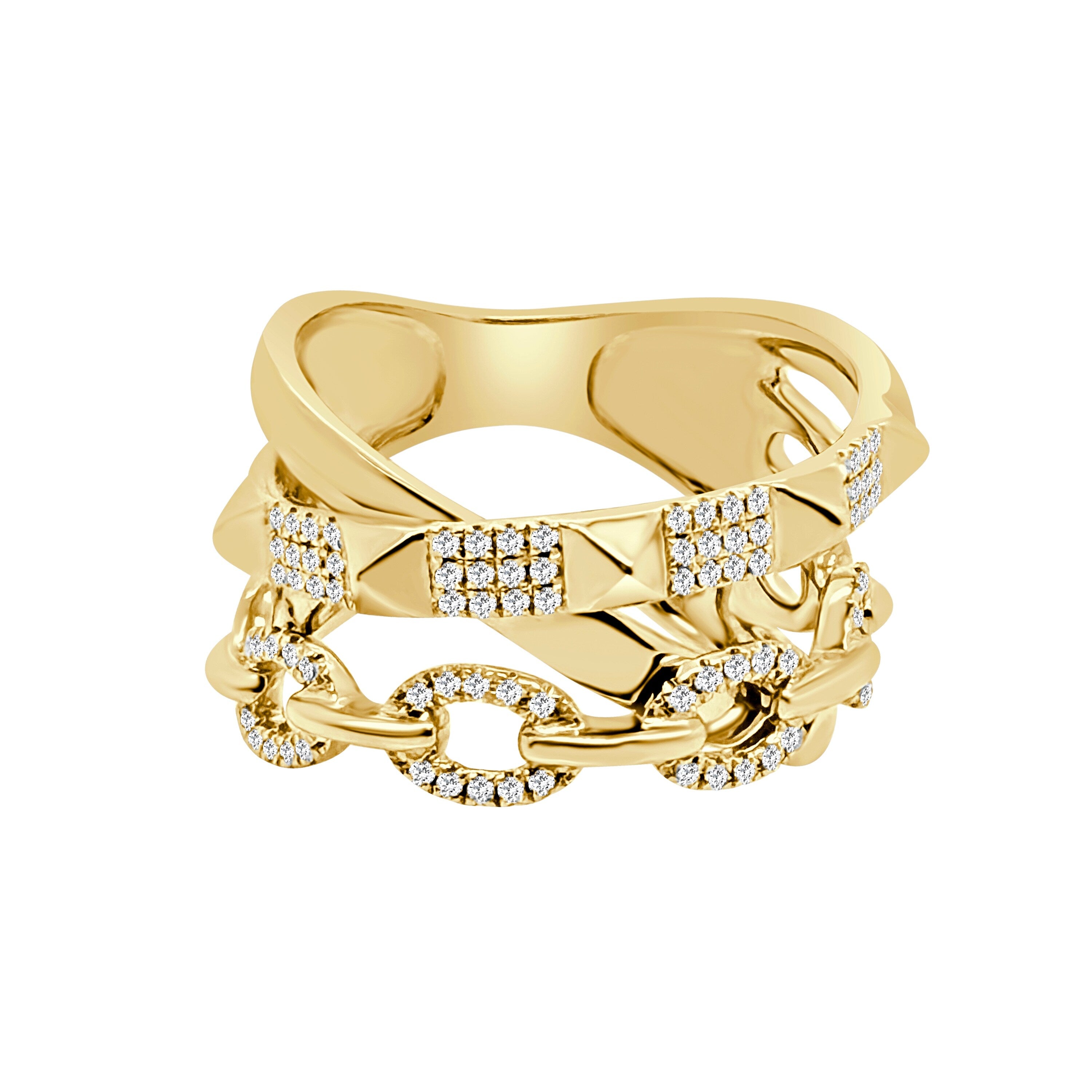 Auriya 14K Gold Lab Grown Round Diamond Chain Link Ring 0.22 Ct. Tw. F G Vs