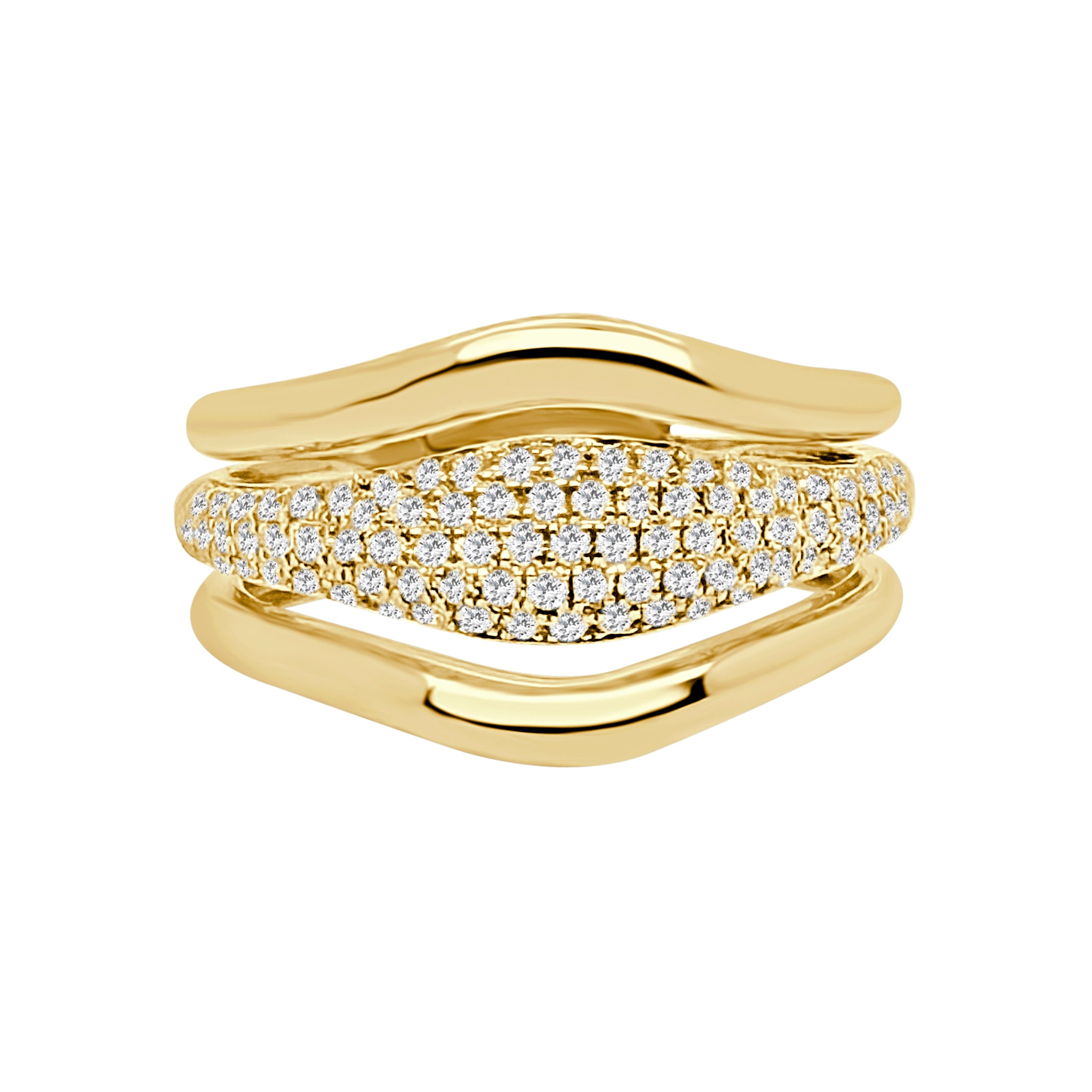 Auriya 14K Gold Lab Grown Round Diamond Pav Wave Ring 0.50 Ct. Tw. F G Vs