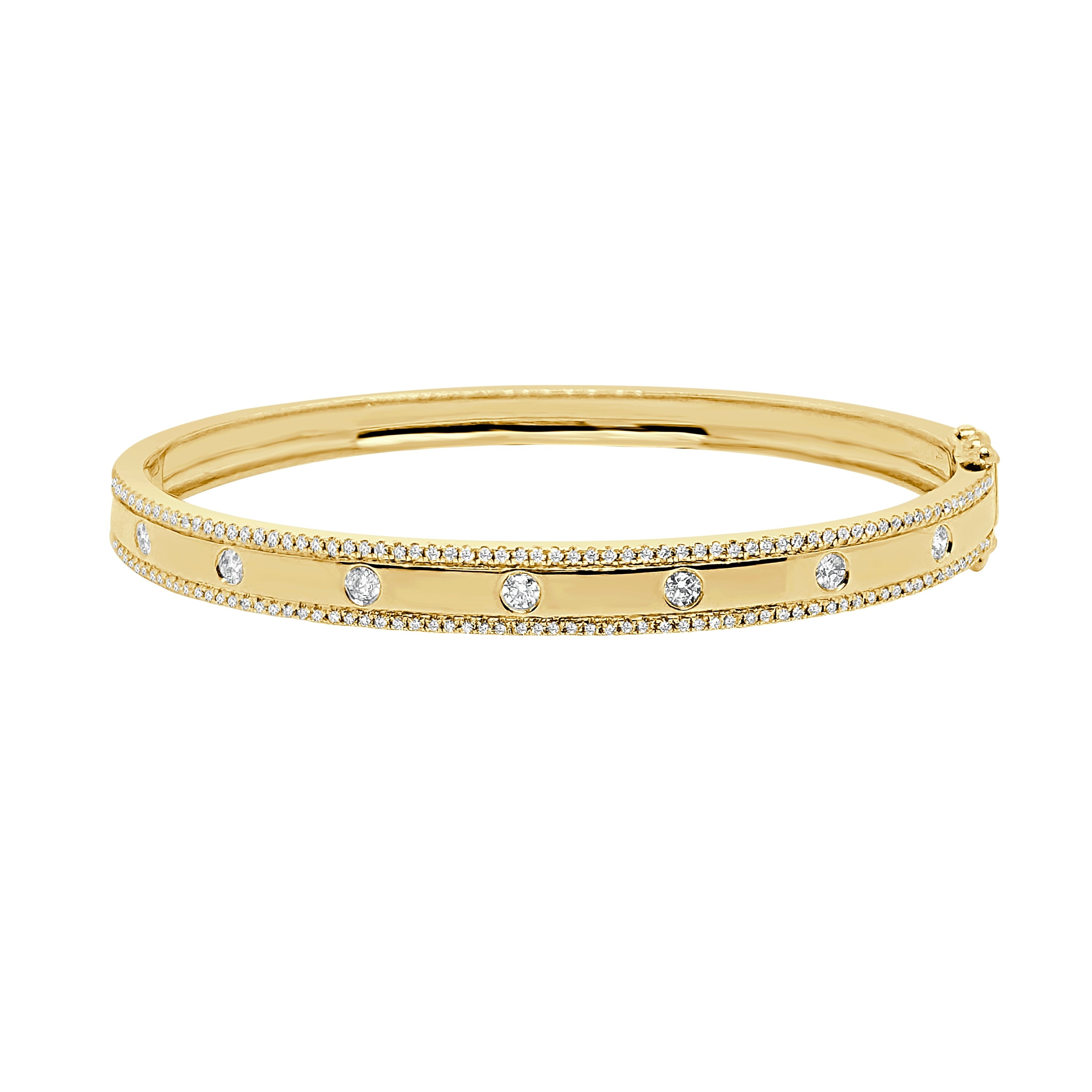 Auriya 14K Gold Lab Grown Round Diamond Station Flex Bangle Bracelet 0.77 Ct. Tw. F G Vs White