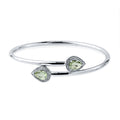 Stackable 1 1 2Ct Pear Shaped Green Amethyst Bypass Bangle Bracelet With Diamond Accents By Auriya In Gold Over Silver
