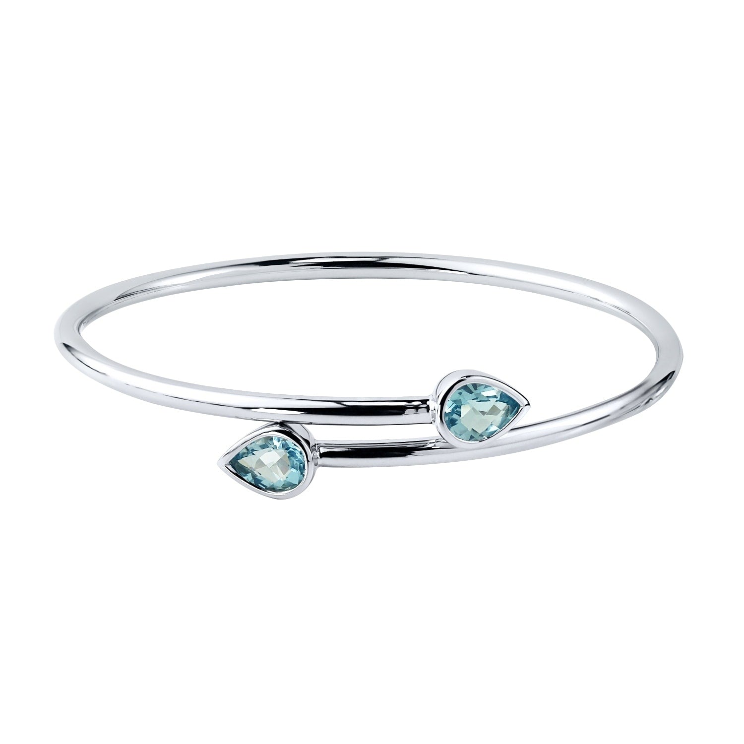 Stackable 2 1 2Ct Pear Shaped Sky Blue Topaz Bypass Bangle Bracelet By Auriya In Gold Over Silver