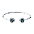 Stackable 3 3 4Ct Trillion Cut London Blue Topaz Open Bangle Bracelet With Diamond Accents By Auriya In Gold Over Silver