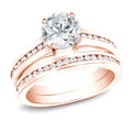 14K Rose Gold 2Ct Tdw Round Channel Set Diamond Engagement Ring Set By Auriya