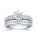 Auriya Vintage Inspired 1 1 2Ct Tdw Round Diamond Engagement Ring Set 14K Certified