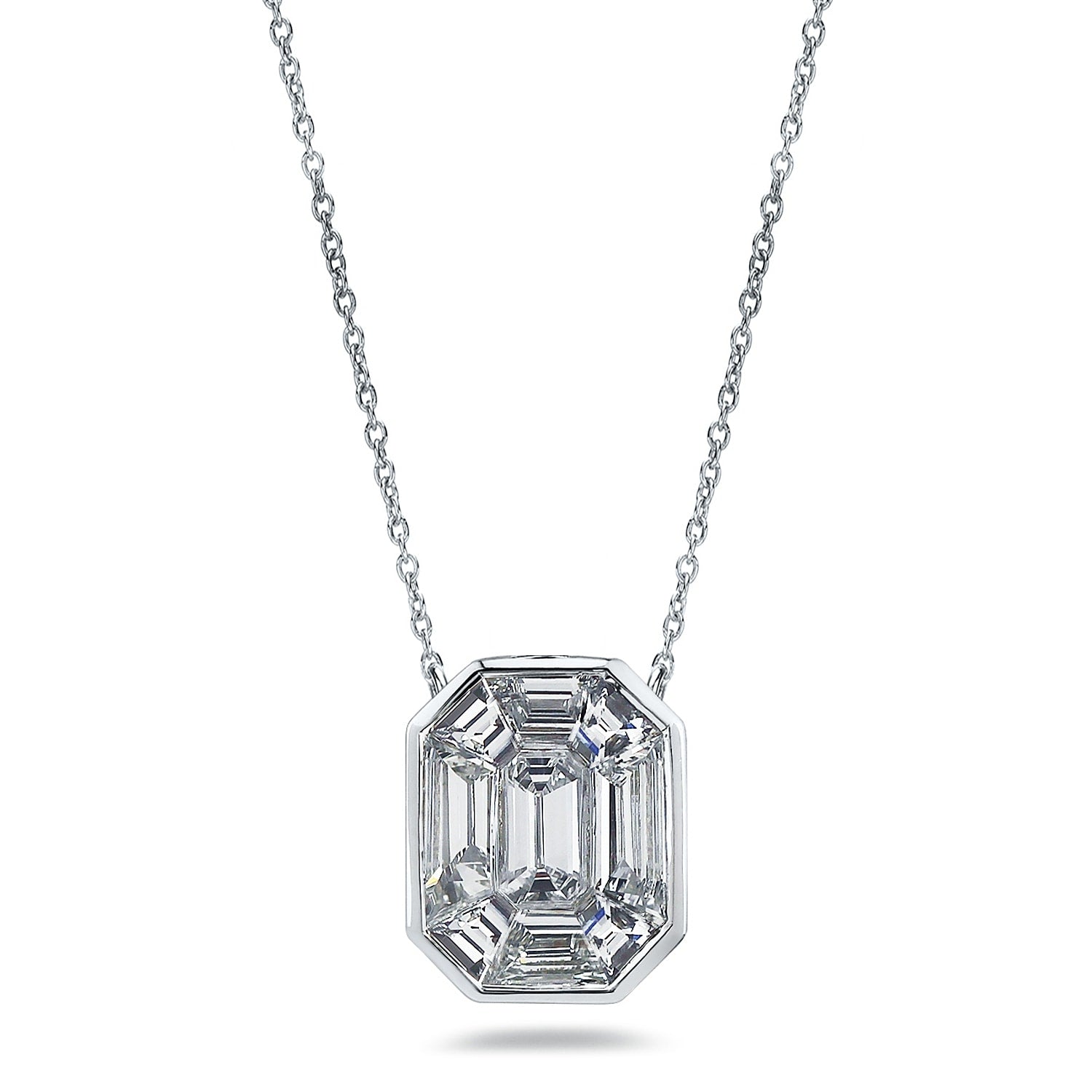 Auriya 1 1 2Ctw Emerald Cut Diamond Necklace 14 Karat White Gold