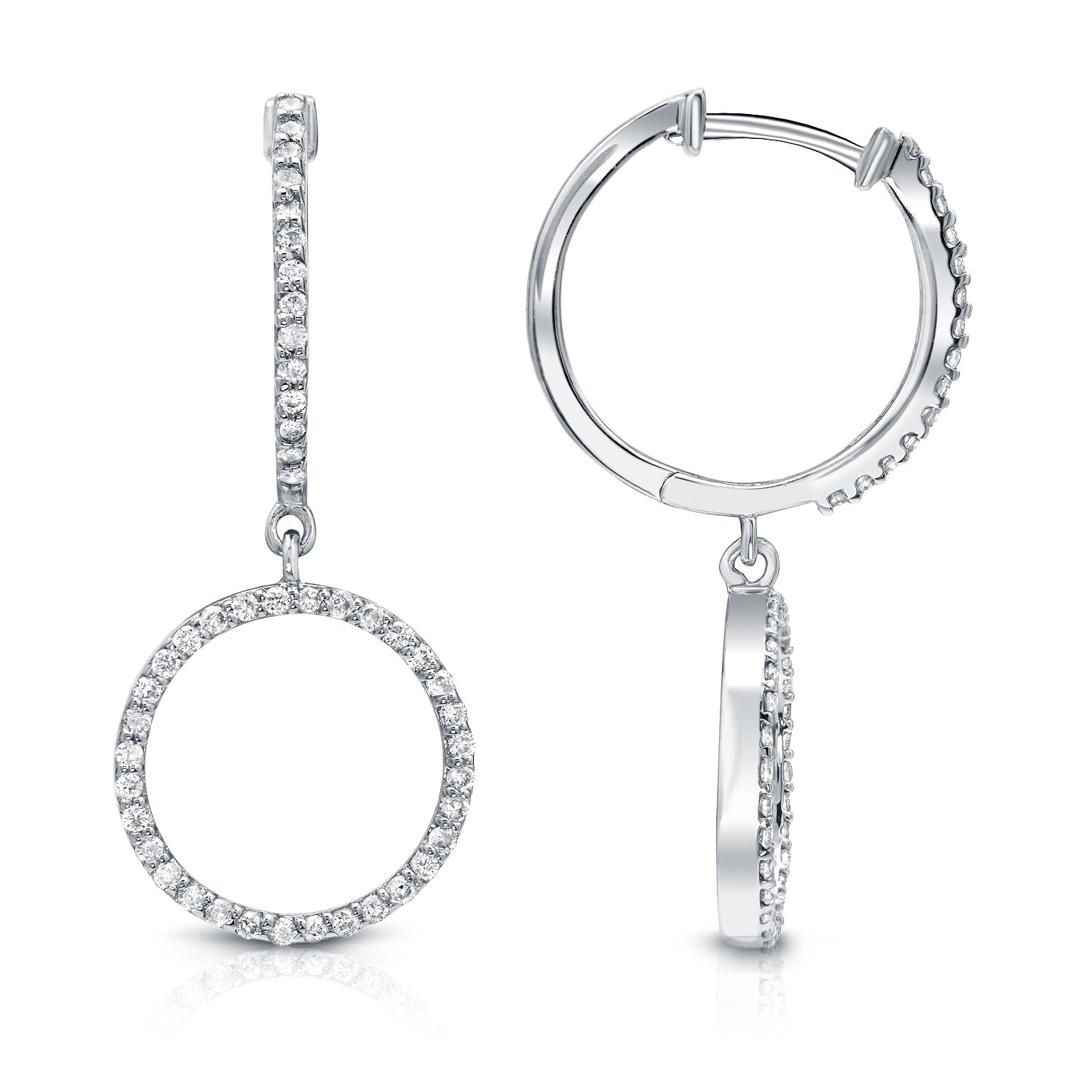 Auriya 14K White Gold 1 2Ct Tdw Open Circle Diamond Drop Earrings H I Si1 Si2