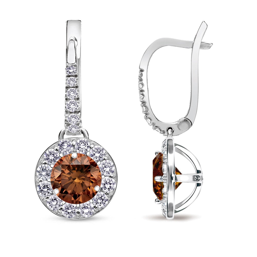Auriya 14K Gold 1 2Ct To 2Ctw Brown Diamond Halo Dangle Earrings Si1 Si2